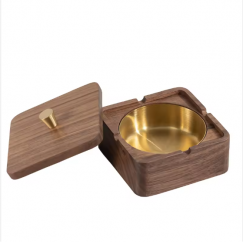 4 Pcs Wooden Smokeless Ashtray With Lid