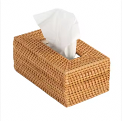 3 Pcs Handmade Rectangular Rattan Tissue Box