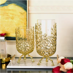 5 Pcs Metal Art Gold Tree Glass Vase Arrangement