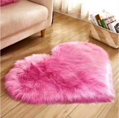 2 Pcs Indoor Heart Shaped Fluffy Floor Mat